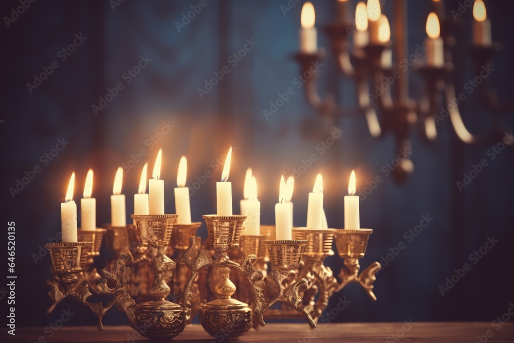 Happy Hanukkah Concept. Hanukkah Background. Hanukkah Theme. Generative Ai.