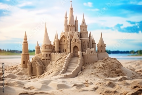 Large castle of sand and water © olegganko