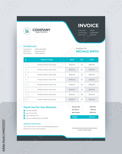 Price list design, Cost sheet design, invoice template, Bill form business invoice, Money bills, Payment agreement design templates
