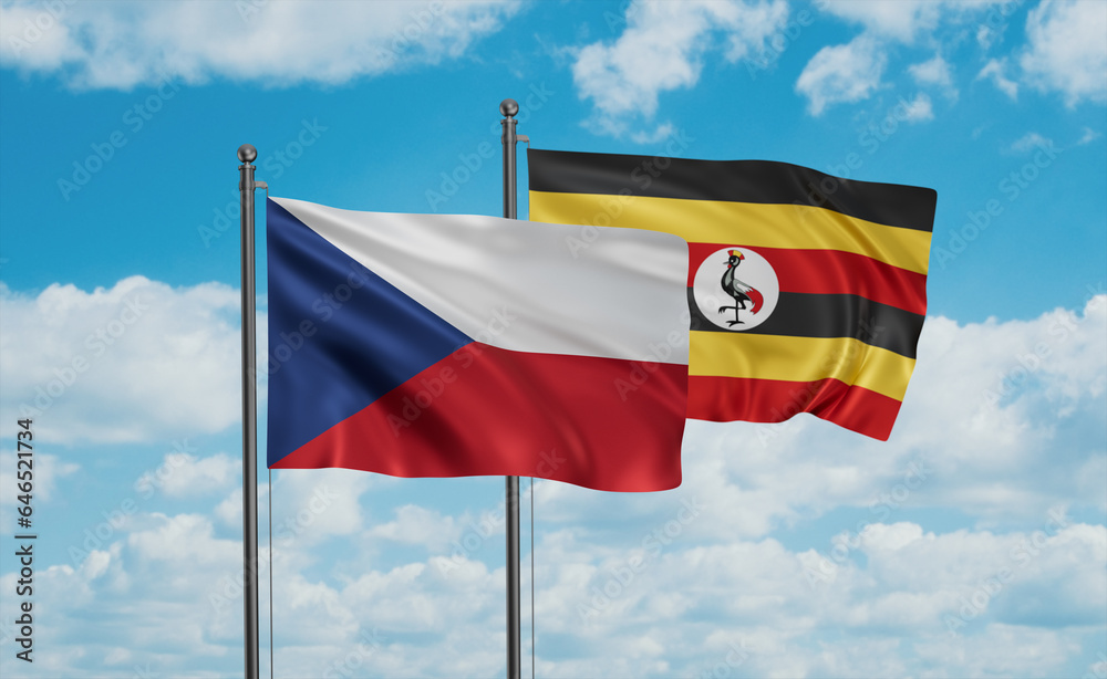 Uganda and Czech Republic flag Uganda and Czech Republic flag