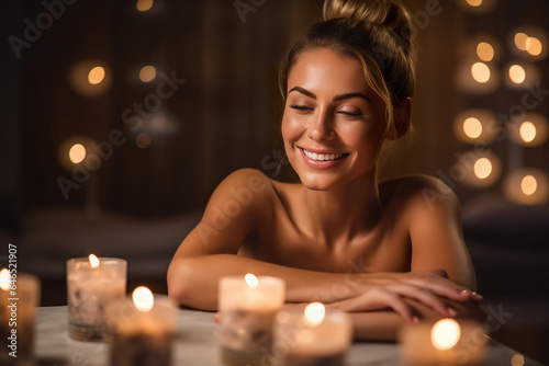 Beautiful woman relaxing and having massage in a SPA