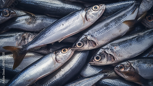 Heap of fresh herring at a fish market