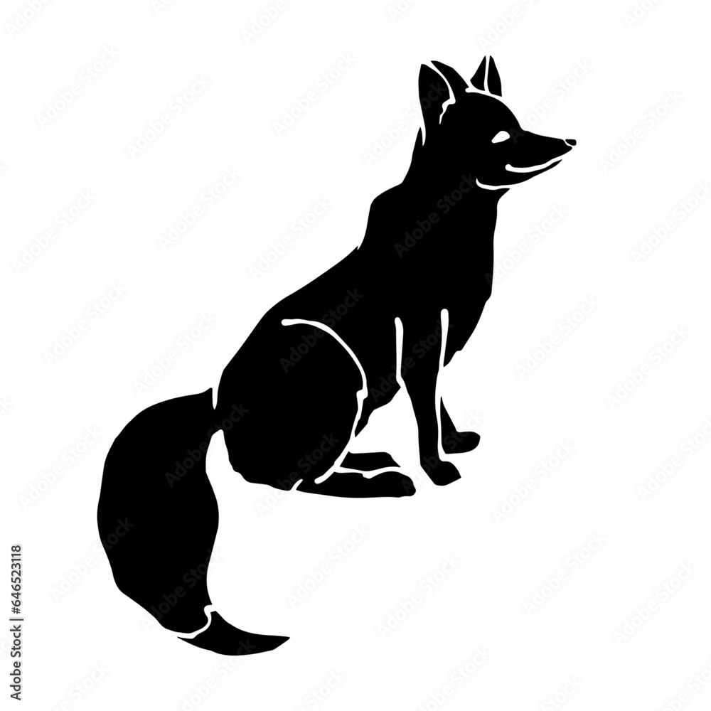 Silhouette of a predatory animal fox.Vector graphics. Silhouette of a predatory animal fox.Vector graphics.
