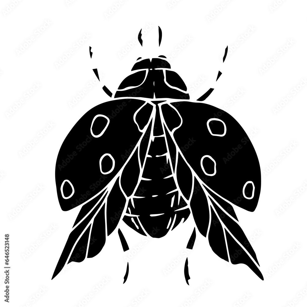 Ladybug insect silhouette.Vector graphics.