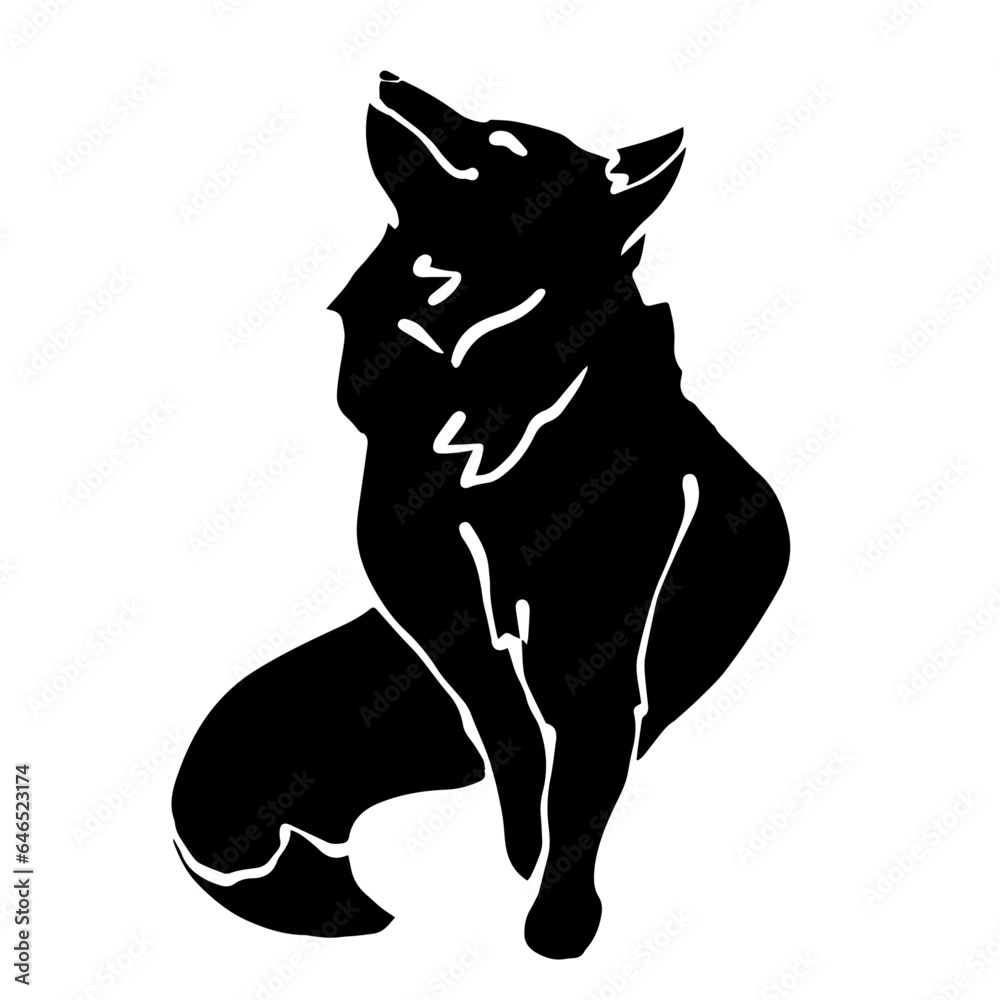 Silhouette of a predatory animal fox.Vector graphics. Silhouette of a predatory animal fox.Vector graphics.