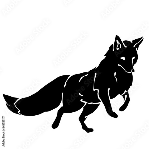 Silhouette of a predatory animal fox.Vector graphics.