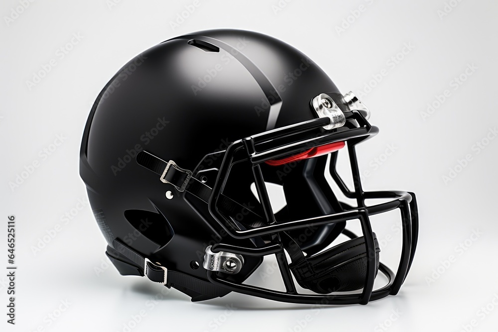 Naklejka premium Black American football helmet illustration, white background. Generative AI
