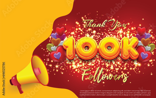 Thank you for 100k followers, 100k followers achievement vector banner design