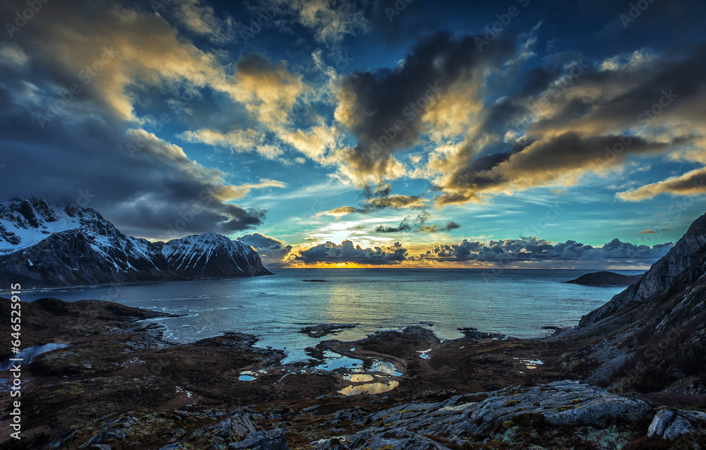 A coastal scene  from  Lofoten islands