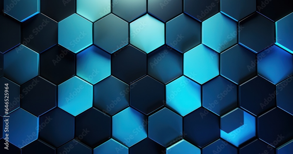An abstract hexagon background in blue with silver lighting An abstract hexagon background in blue with silver lighting