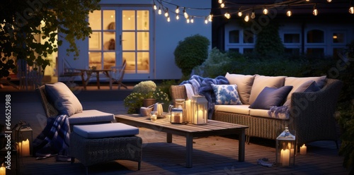 Outdoor night background with lamps