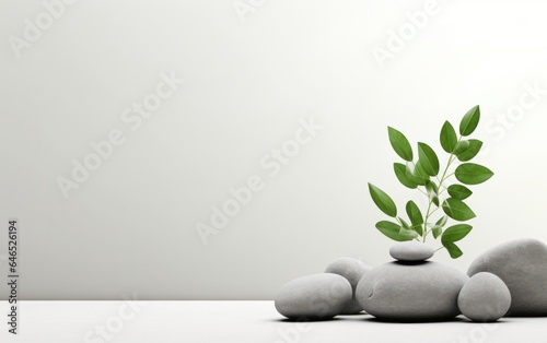 Green plant with stones