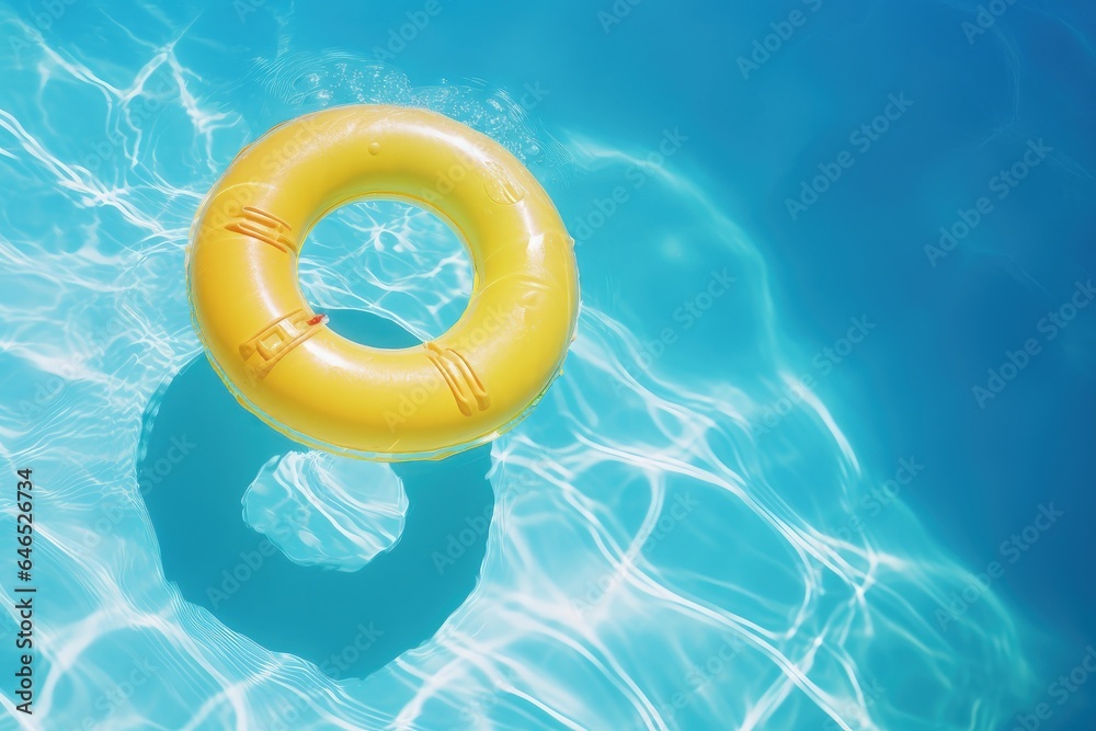 Digital illustration of a yellow buoy on the water in the pool. Generative AI Digital illustration of a yellow buoy on the water in the pool. Generative AI