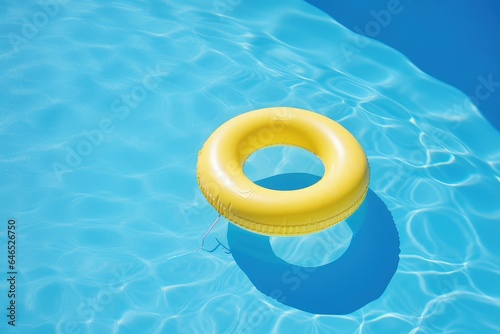 Digital illustration of a yellow buoy on the water in the pool. Generative AI