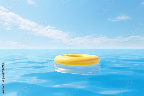 Digital illustration of a yellow buoy on the water in the sea. Generative AI