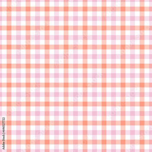 Gingham seamless pattern. Coral background texture. Checked tweed plaid repeating wallpaper. Fabric design.