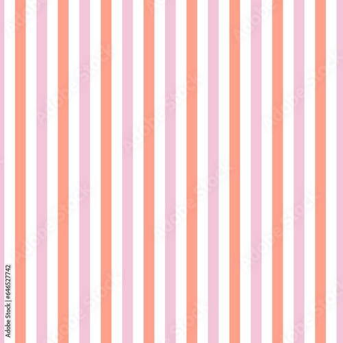 Abstract geometric seamless pattern. Trendy pink coral color Vertical stripes. Wrapping paper. Print for interior design and fabric. Kids background. Backdrop in vintage and retro style.