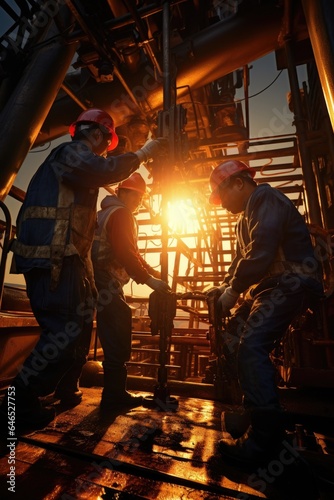Oil rig workers. Generative AI