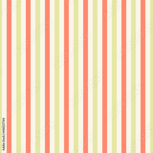 Abstract geometric seamless pattern. Trendy green coral color Vertical stripes. Wrapping paper. Print for interior design and fabric. Kids background. Backdrop in vintage and retro style.