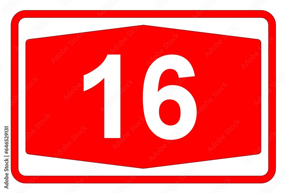 Illustration eines Autobahnschildes der Autobahn 16 in der Schweiz	