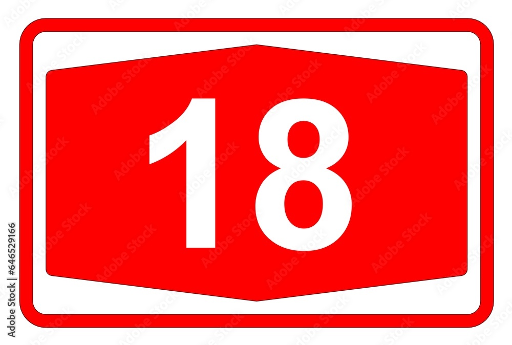 Illustration eines Autobahnschildes der Autobahn 18 in der Schweiz Illustration eines Autobahnschildes der Autobahn 18 in der Schweiz