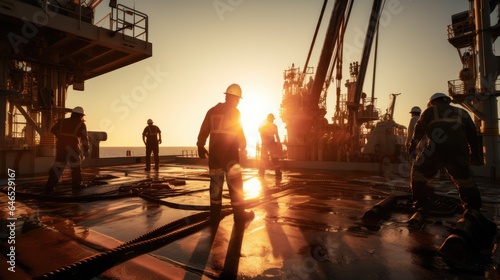 Oil rig workers. Generative AI