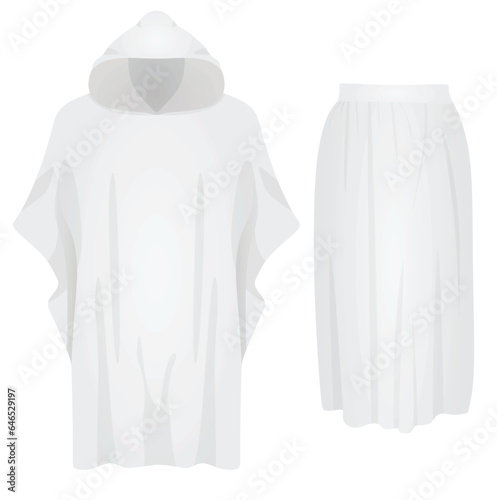 Knit capes sweater and skirt. vector illustration