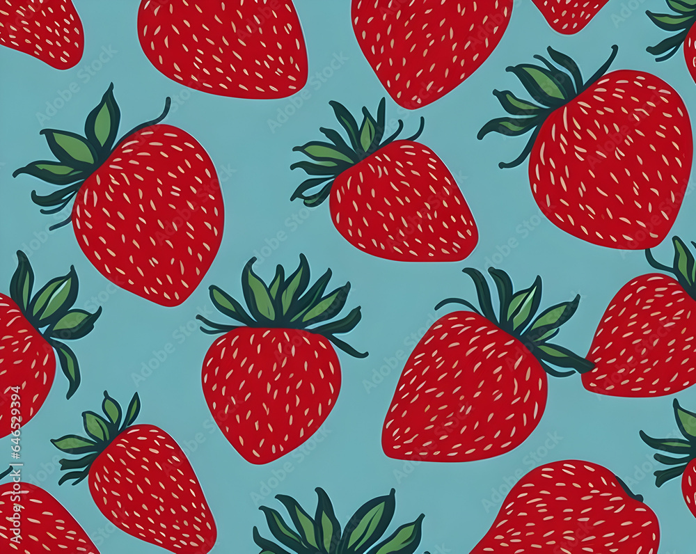Strawberries pattern background, generative ai Strawberries pattern background, generative ai