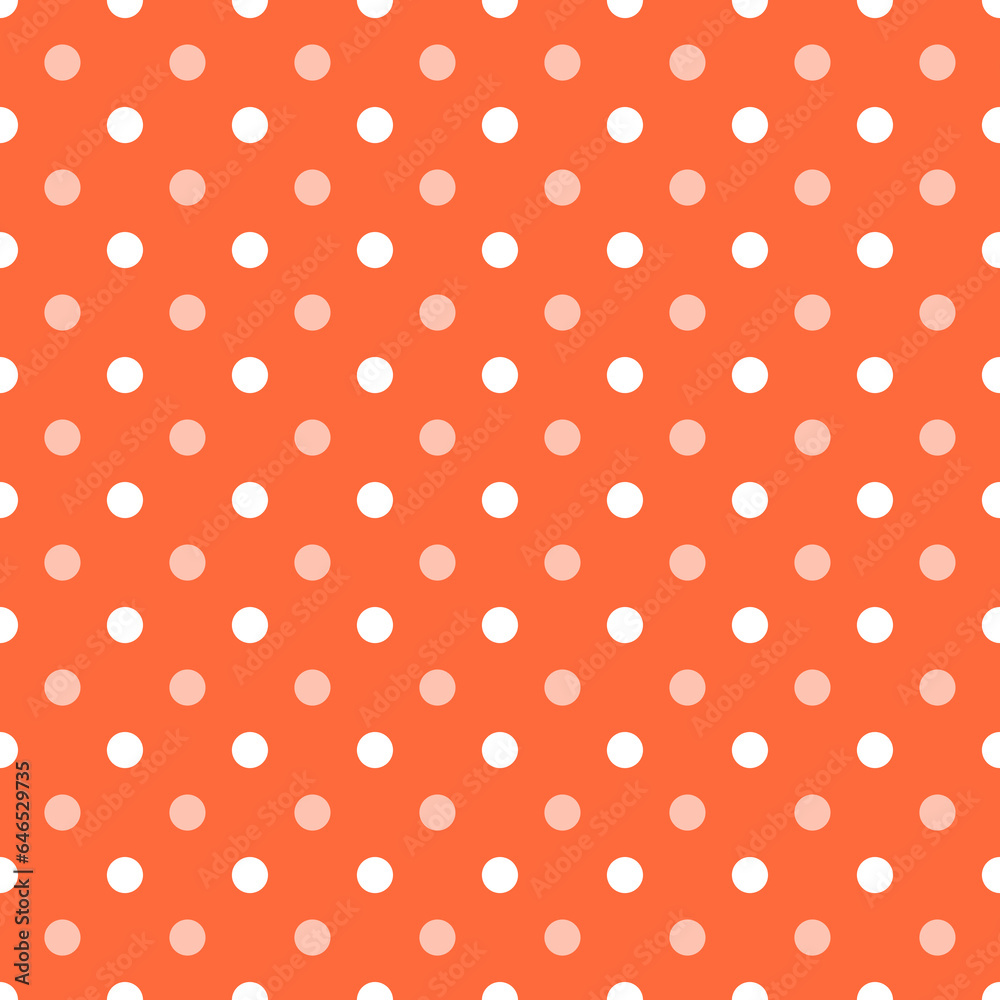 White Polka Dots Pattern Repeat on coral Background
