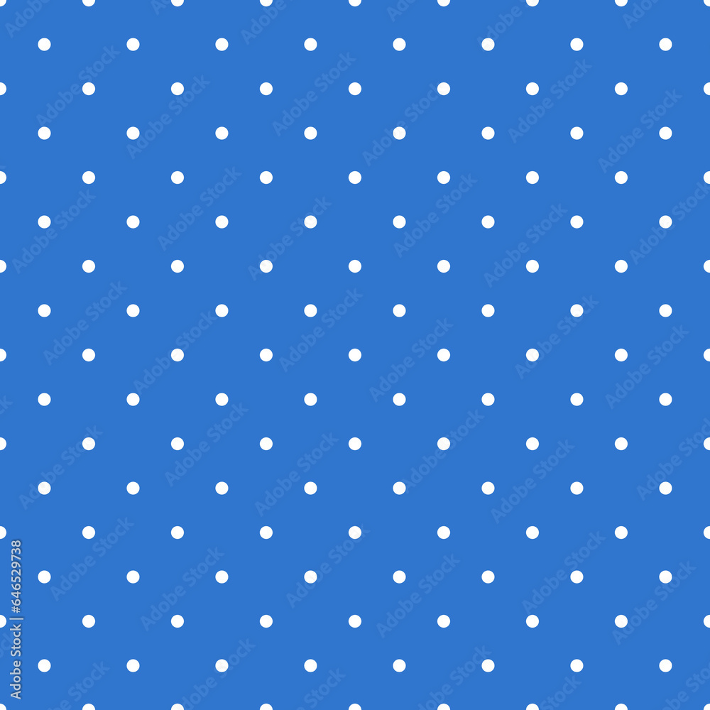 White Polka Dots Pattern Repeat on blue Background