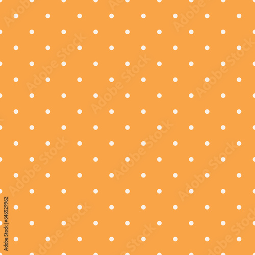 White Polka Dots Pattern Repeat on Apricot Crush Background
