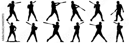 Baseball silhouettes set, large pack of vector silhouette design, isolated white background