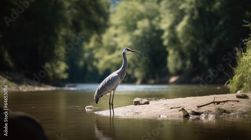 great blue heron in the river - illlustartion 