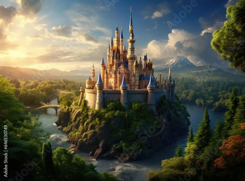 Beautiful fairytale castle and river © cherezoff
