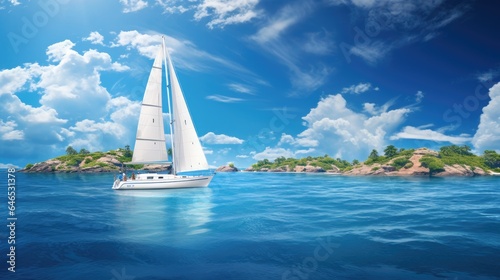 serenity of nautical adventures showcasing sailboats  yachts  and catamarans gliding through crystal-clear waters.