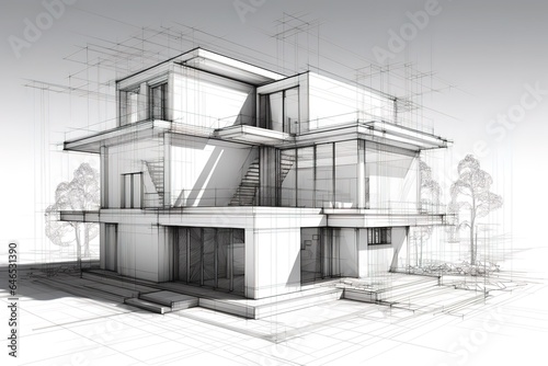 render of a modern house. Generative AI