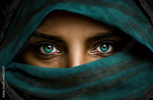 The eyes of a Muslim woman are a beautiful oriental woman. Generative AI,