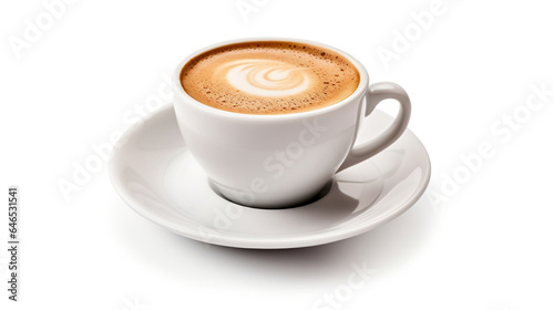 A cup of aromatic coffee in a white cup