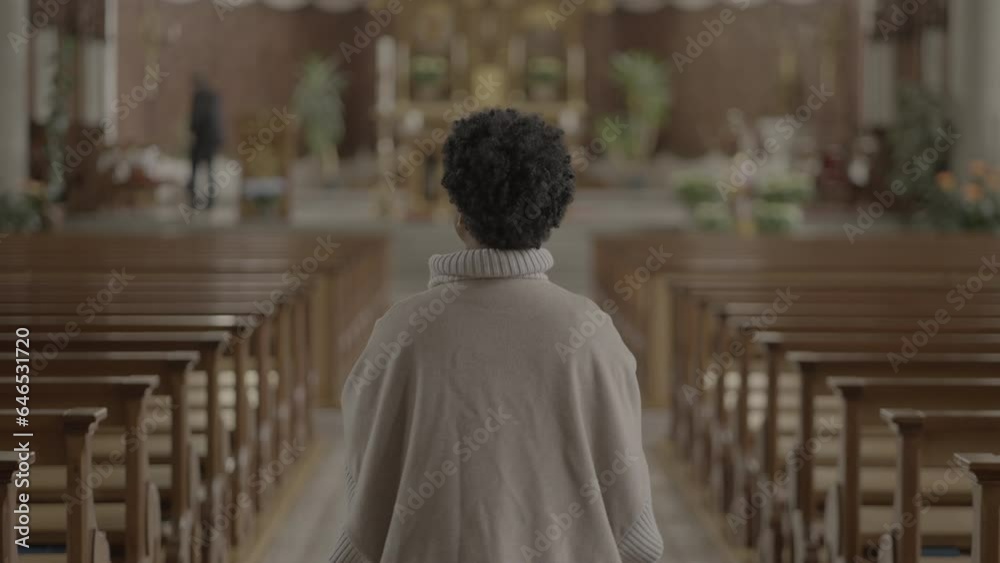 Faithful Female Person Doing Religious Spiritual Pray Ritual Faithful Female Person Doing Religious Spiritual Pray Ritual