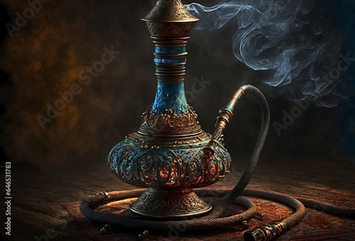 hookah on the table. Generative AI photo