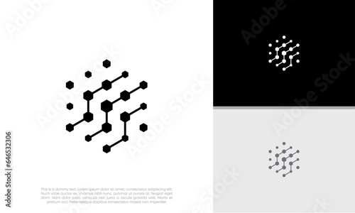 Innovative high tech logo template. Smart computer. machine learning. Technology Logo.	