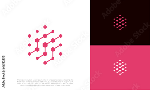 Innovative high tech logo template. Smart computer. machine learning. Technology Logo.	