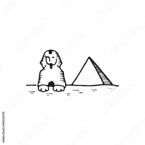 Handdrawn landscape element, Nature, Drawing, Pyramid, Egypt, tattoo, sphinx