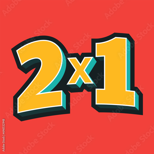 2X1 Half Price Commercial Tag. Thumbs Up Shopping Label. Promotion Template Banner Vector and stickers.Shopping Discount, Social Media Promo Content Advert. Store Off. Special Offer. Half Price. PROMO
