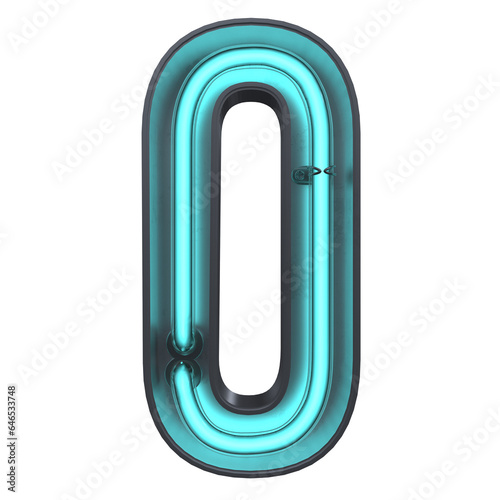 a zero neon number illustration isolated on a white background