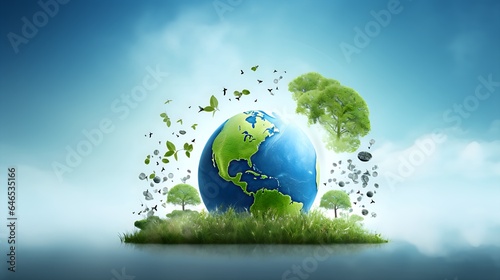 Eco-Living Harmony: Sustainable Home of Tomorrow - Wallpaper Illustration, Green Energy, Green City © Konrad