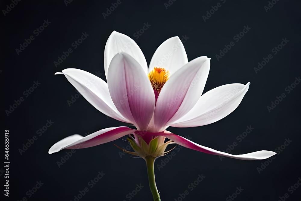 Fototapeta premium a single Magnolia flower on tha black background