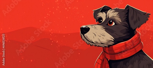 Cute Dog in a Red Hat and S...