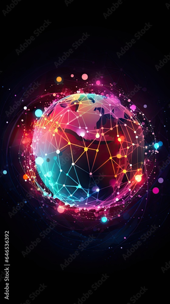 Obraz premium Global network connection, colorful abstract background