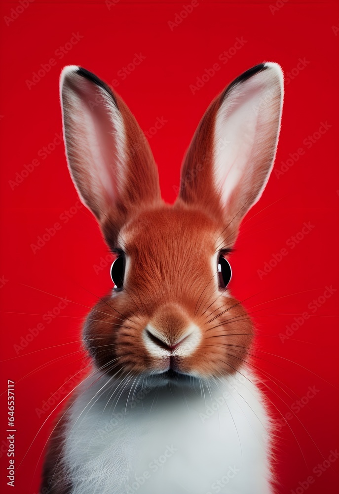 A Minimalist Pop Art Rabbit: Bold Lines and Vibrant Colors Bring Wildlife to Life in Contemporary Style